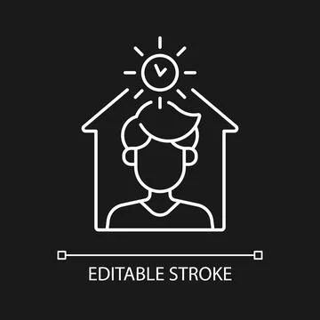 Avoid being out during day white linear icon for dark theme Stock Illustration