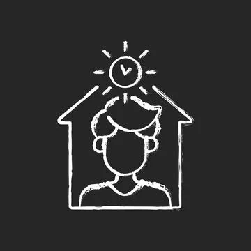 Avoid being out during day chalk white icon on dark background Stock Illustration