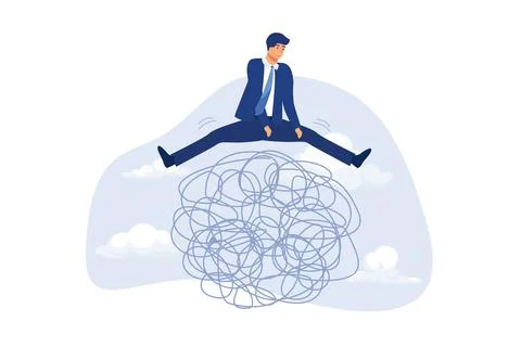 Avoid business trouble risk, smart thinking to overcome difficulty obstacle o Stockillustratie