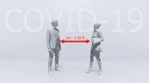 Avoid close contact in COVID-19 3D graphic concept Stock Illustration