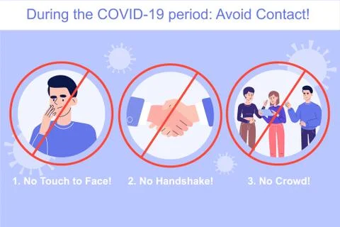 Avoid Contact during the COVID-19 novel period. Coronavirus protection concep Stock-Illustration