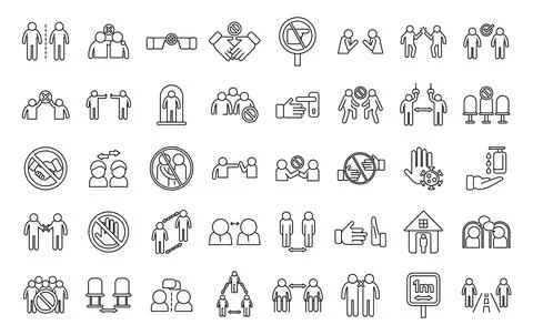 Avoid contact icons set outline vector. Touch handle Illustration