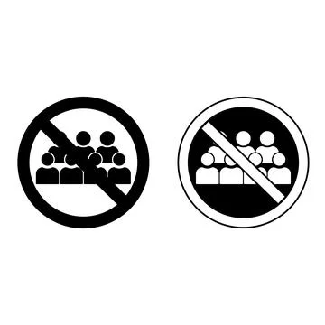 Avoid Crowd Signs. Black and White Vector Icons. Safety Measures, Infectiou.. Stock Illustration
