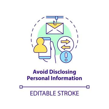 Avoid disclosing personal information concept icon Stock Illustration