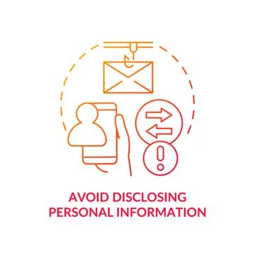 Avoid disclosing personal information red gradient concept icon Stock Illustration
