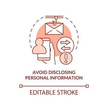 Avoid disclosing personal information terracotta concept icon Stock Illustration