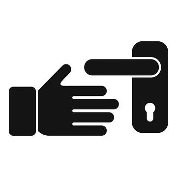 Avoid door handle contact icon simple vector. Shake social care Illustration