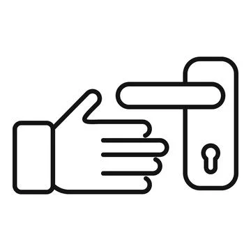 Avoid door handle contact icon outline vector. Shake social care Illustration