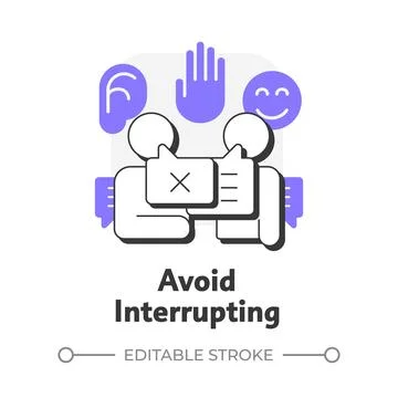 Avoid interrupting flat outline concept icon Stock Illustration