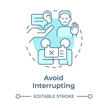 Avoid interrupting soft blue concept icon Stock Illustration