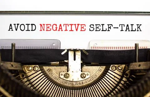 Avoid negative self-talk symbol. Concept words Avoid negative self-talk typed Stock Photos