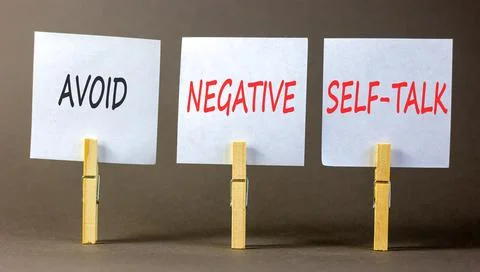 Avoid negative self-talk symbol. Concept words Avoid negative self-talk on .. Stock Photos