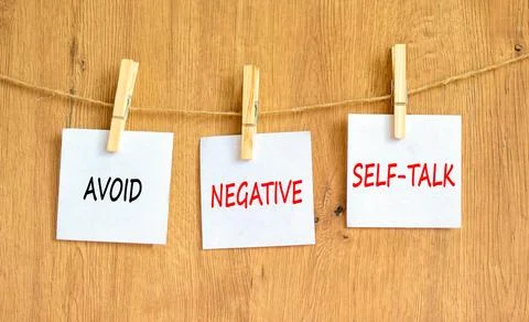 Avoid negative self-talk symbol. Concept words Avoid negative self-talk on .. Stock Photos