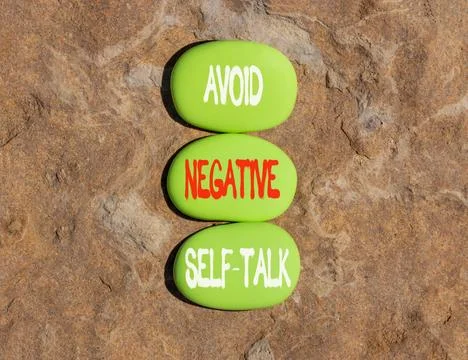 Avoid negative self-talk symbol. Concept words Avoid negative self-talk on .. Stock Photos