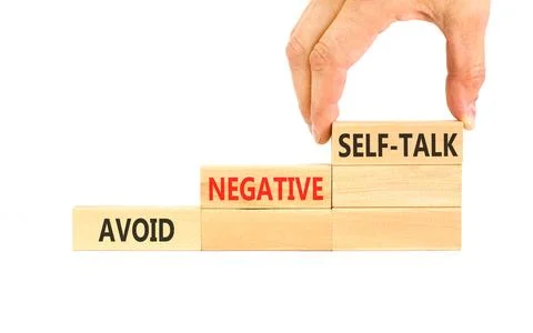 Avoid negative self-talk symbol. Concept words Avoid negative self-talk on be Stock Photos