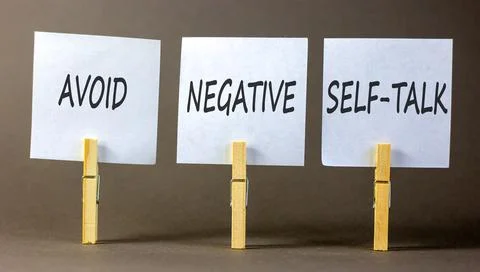 Avoid negative self-talk symbol. Concept words Avoid negative self-talk on .. Stock Photos