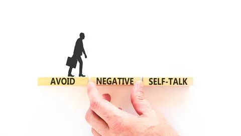 Avoid negative self-talk symbol. Concept words Avoid negative self-talk on .. Fotos Stock