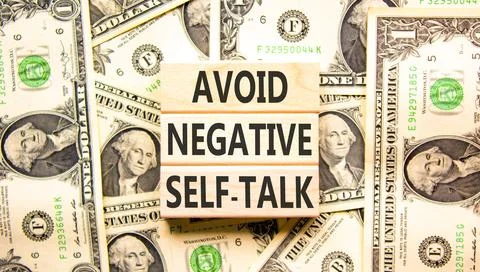Avoid negative self-talk symbol. Concept words Avoid negative self-talk on .. Stock Photos