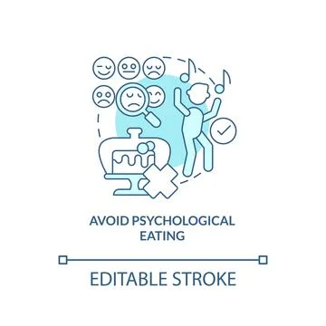 Avoid psychological eating turquoise concept icon Stock Illustration