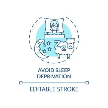 Avoid sleep deprivation blue concept icon イラスト素材