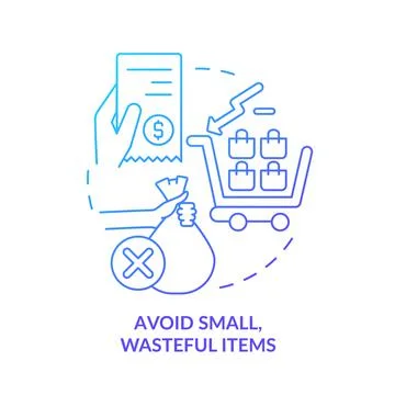 Avoid small wasteful items blue gradient concept icon Stock Illustration