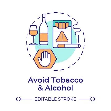 Avoid tobacco and alcohol multi color concept icon Stock Illustration