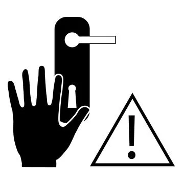 Avoid touching door knob surface icon. no door knob touching sign. Stock Illustration