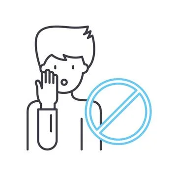 Avoid touching face line icon, outline symbol, vector illustration, concept sign 스톡 일러스트