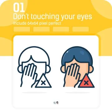 Avoid touching your eyes and nose icon isolated on white background Illustrazione stock