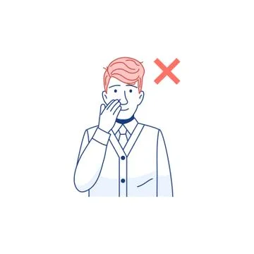 Avoid touching your face line flat icon. Stock Illustration