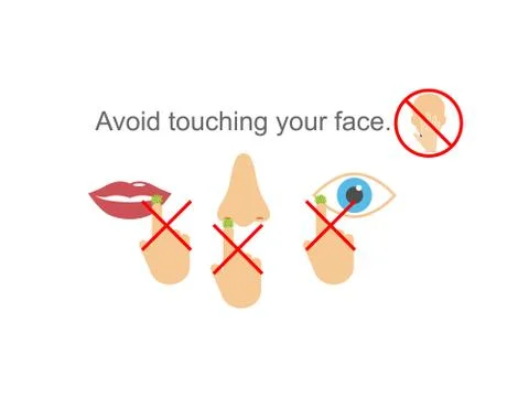 Avoid touching your face. Vector illustration, flat design. Stock Illustration
