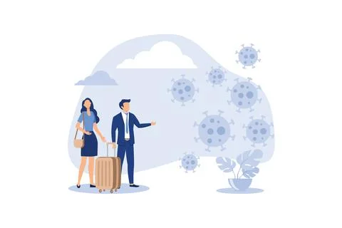 Avoid travel to stop global corona virus pandemic, vector flat illustration. Stock Illustration