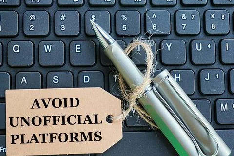 AVOID UNOFFICIAL PLATFORMS written card. Business concept Stock Photos