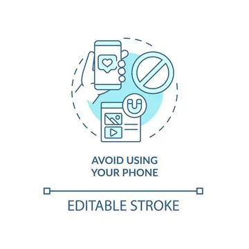 Avoid using your phone turquoise concept icon Stock Illustration