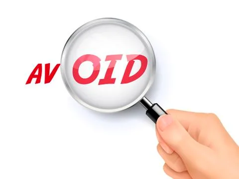 Avoid word showing through magnifying glass Stock Illustration