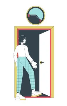 Avoid working longer hours 2D linear illustration concept Stock Illustration