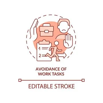 Avoidance of work tasks red concept icon イラスト素材