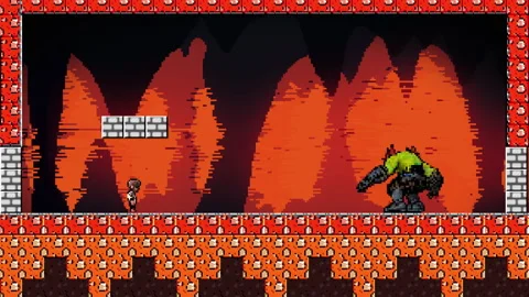 Avoiding and killing the enemy character in the classic arcade pixel game Stock Footage 279669963
