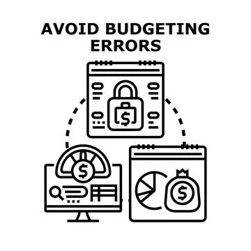 Avoiding budgeting errors and financial management concept Stock Illustration
