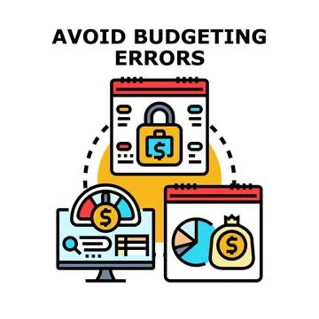 Avoiding budgeting errors and financial management concept 库存插图