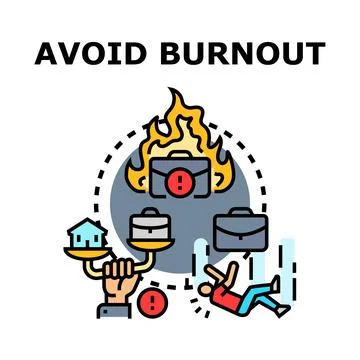 Avoiding burnout with work life balance and stress management 스톡 일러스트