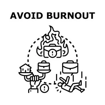 Avoiding burnout with work life balance and stress management 스톡 일러스트