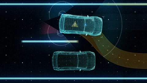 Avoiding collisions, Lane prevention, Automatic IOT connect car. X-ray. Stock Footage 74452085