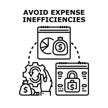 Avoiding expense inefficiencies and budgeting solutions 스톡 일러스트