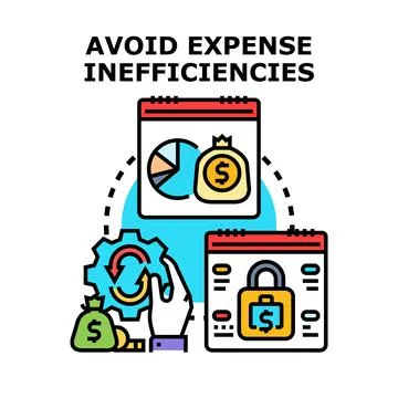 Avoiding expense inefficiencies and budgeting solutions 스톡 일러스트