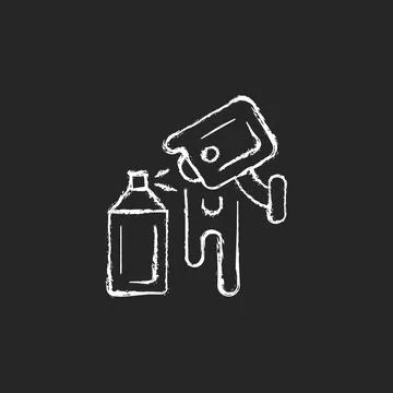 Avoiding graffiti damage with camera chalk white icon on dark background Ilustración de archivo