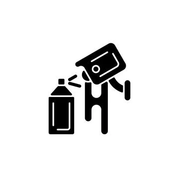 Avoiding graffiti damage with security camera black glyph icon Ilustración de archivo