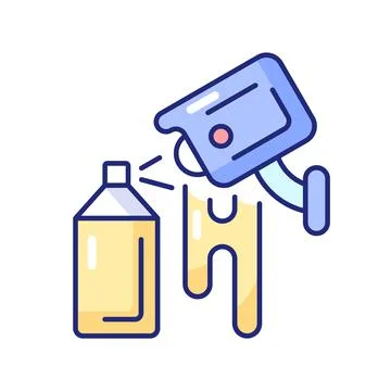 Avoiding graffiti damage with security camera RGB color icon Ilustración de archivo