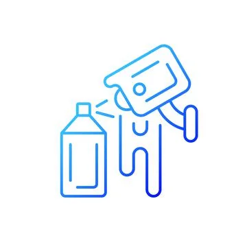 Avoiding graffiti damage with security camera gradient linear vector icon Ilustración de archivo