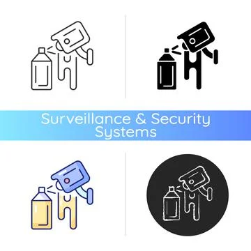Avoiding graffiti damage with security camera icon Ilustración de archivo